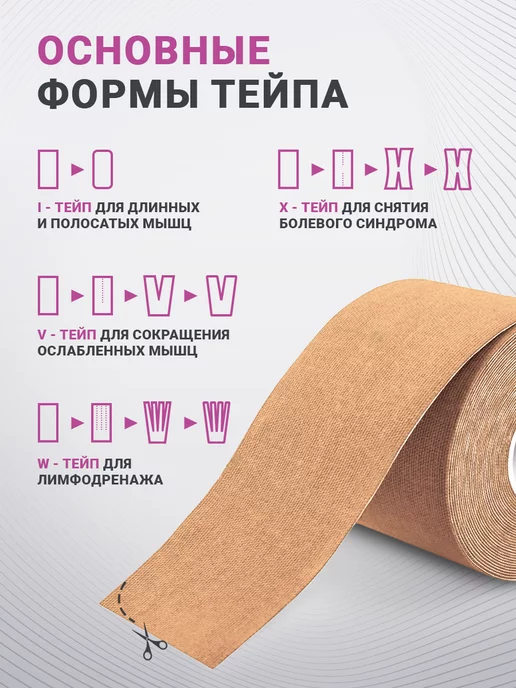 WERTY Кинезио тейпы для тела, бежевый, фото 5