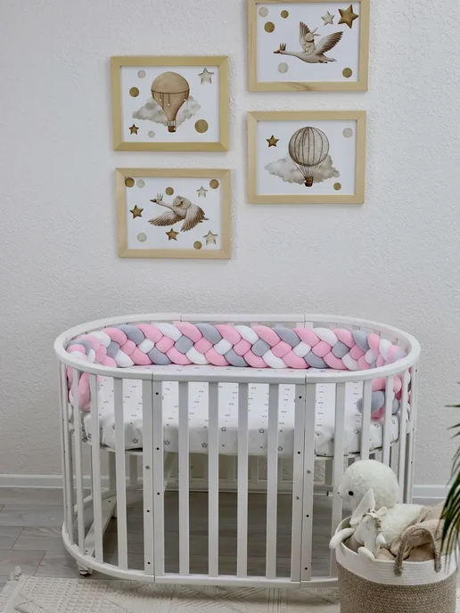 Fetro_Decor Бортик в кроватку для новорожденных косичка 240 см, белый, фото 8