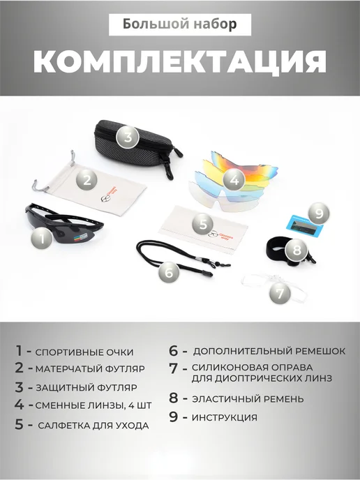 Glasses way Спортивные очки со сменными линзами, черный, фото 7