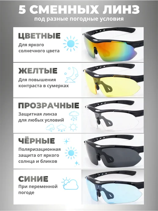 Glasses way Спортивные очки со сменными линзами, черный, фото 8