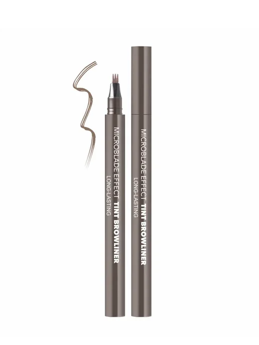 BELOR DESIGN Маркер для бровей Effect Tint Browliner водостойкий, серый, фото 8
