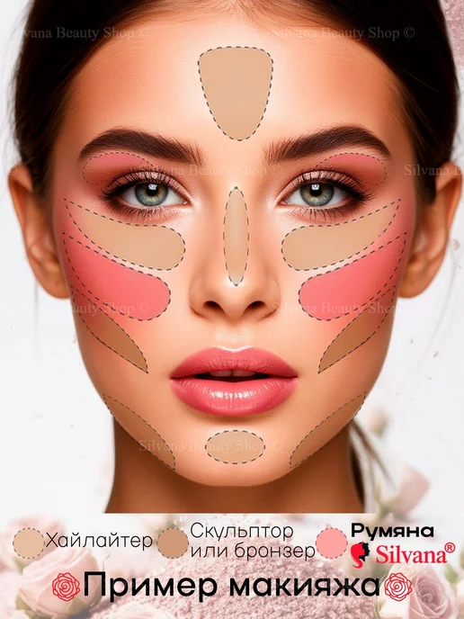 SILVANA Румяна компактные сухие 2 Сolors Blusher, розовый, фото 3