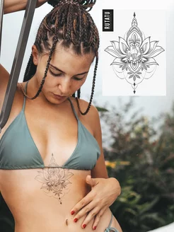 Временная переводная татуировка под грудь - Лотос RUTATU 43472421 купить за 127 ₽ в интернет-магазине Wildberries