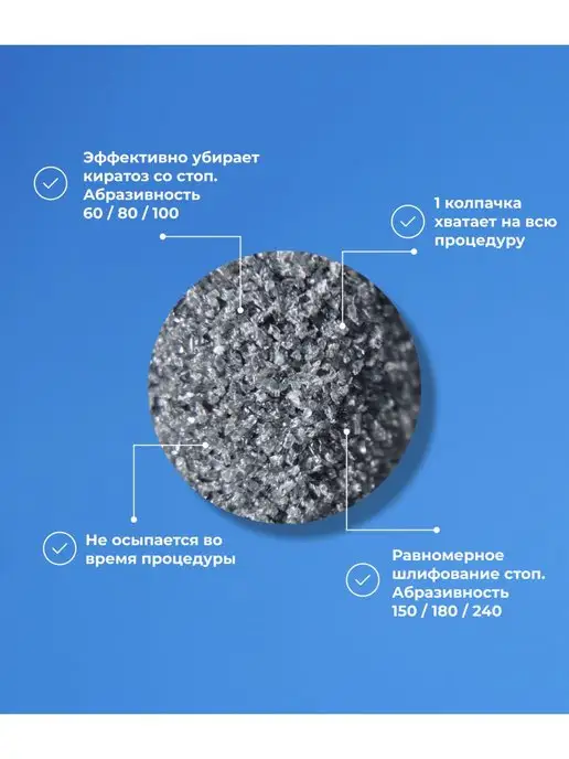 Мир Пилок Колпачки педикюрные SiC 10мм#120 - 50шт, 50 шт, фото 2