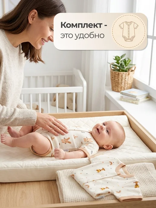 Эскимо. Боди для новорожденных, короткий рукав 2 шт, 2 шт, фото 6