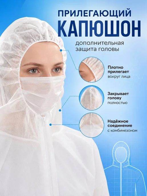 DИОН Комбинезон одноразовый защитный каспер, вариант, фото 4