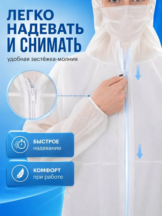 DИОН Комбинезон одноразовый защитный каспер, вариант, фото 6