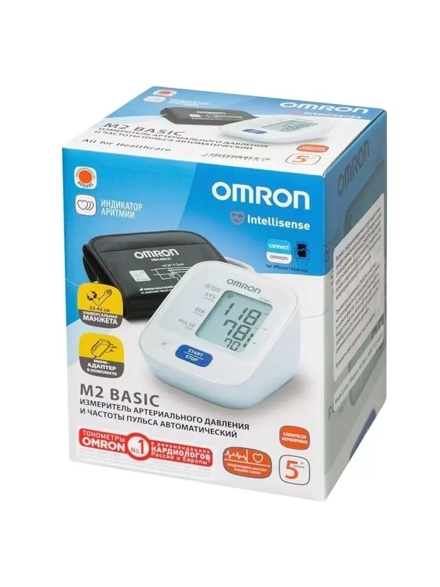 Omron, Омрон, Тонометр M2 Basic HEM 7121-ALRU 22-42 см OMRON 43569353  купить за 4 075 ₽ в интернет-магазине Wildberries