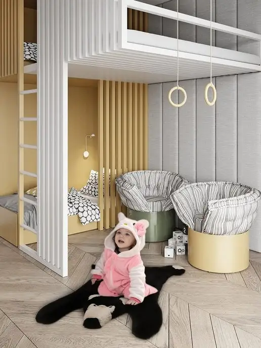 CROWNFUR HOME Меховой ковер детский коврик комнатный, черный, фото 4