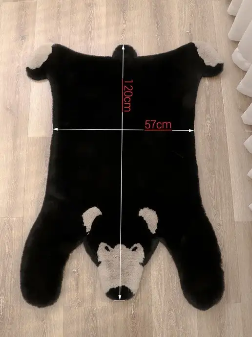 CROWNFUR HOME Меховой ковер детский коврик комнатный, черный, фото 5
