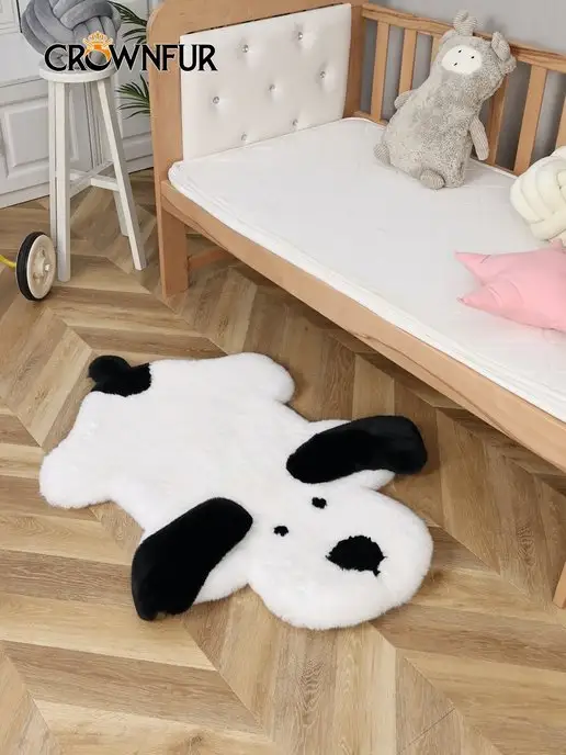 CROWNFUR HOME Меховой ковер детский коврик комнатный, белый, фото 2
