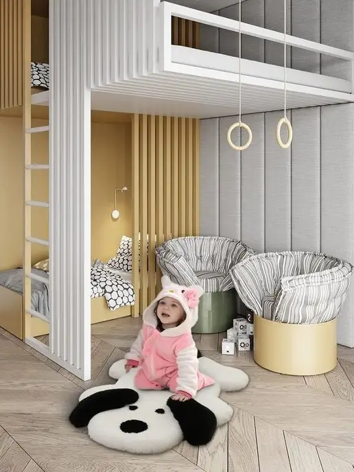 CROWNFUR HOME Меховой ковер детский коврик комнатный, белый, фото 3