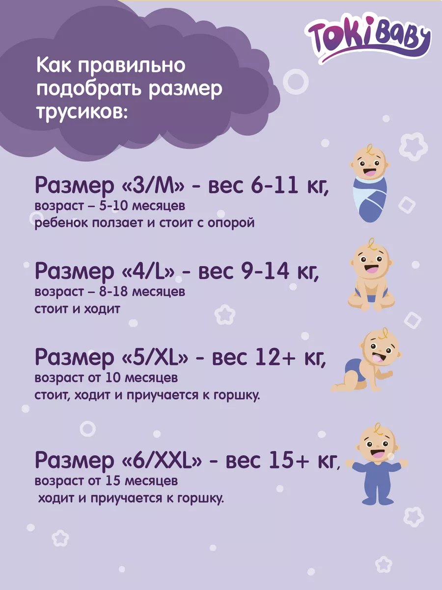 Подгузники трусики 3 М 6-11 кг 48 шт TokiBaby 43710835 купить за 972 ₽ в  интернет-магазине Wildberries