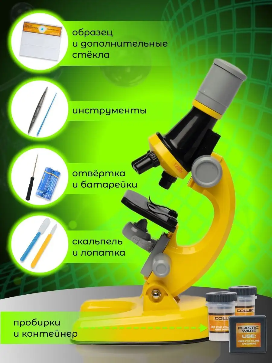 Микроскоп детский школьный с подсветкой Resim Partners 43745580 купить в  интернет-магазине Wildberries