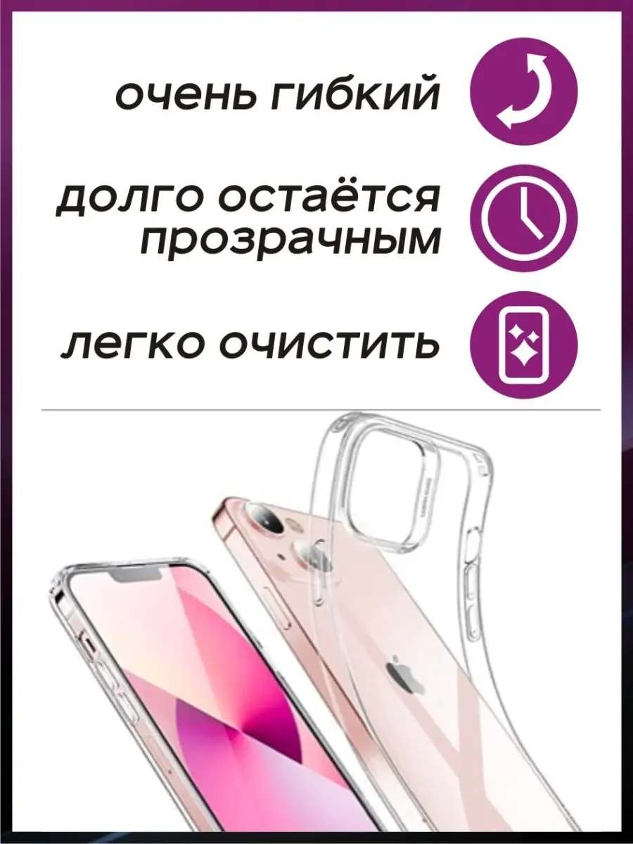 Силиконовый чехол на iphone 13 mini прозрачный нескользящий защита камеры,  бампер накладка на Айфон iPiter 43759250 купить в интернет-магазине  Wildberries