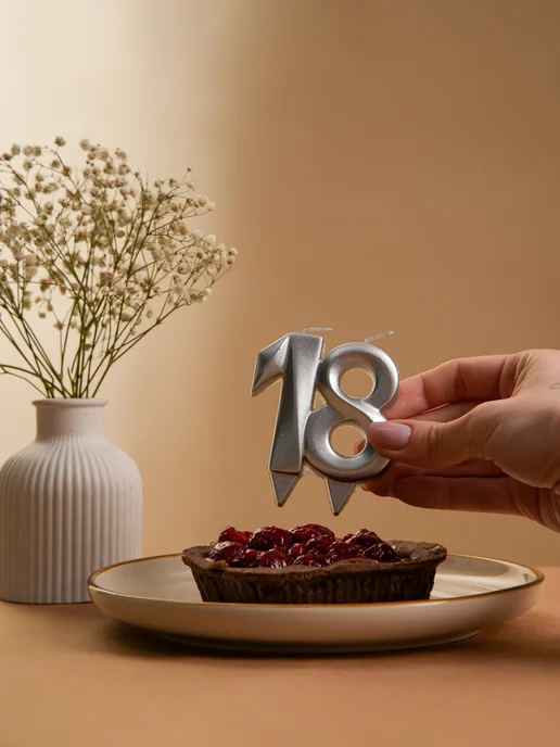 Страна Карнавалия Свечи 18 лет на торт цифра, серый, фото 4