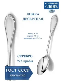 Ложка серебряная десертная 925 проба Серебряный Слонъ 43813032 купить за 10 452 ₽ в интернет-магазине Wildberries