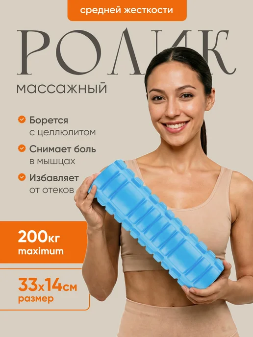 Solmax&Fitness Ролики массажные для фитнеса и йоги, голубой
