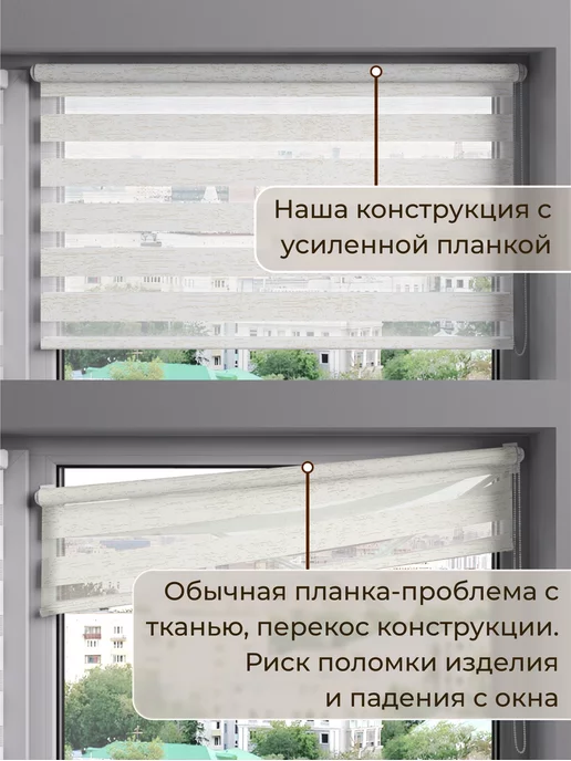 Peora Рулонные шторы день ночь 57 на 170, бежевый, фото 4