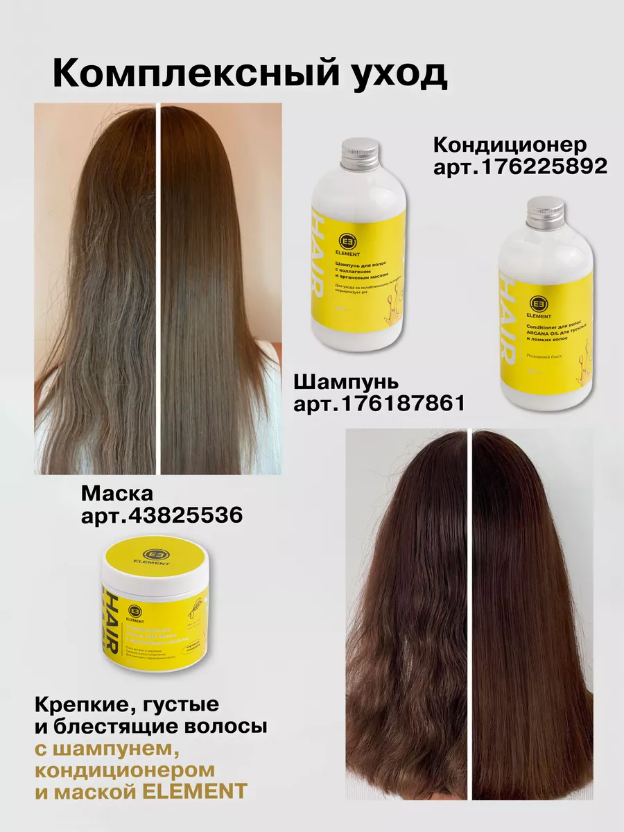 Восстанавливающая маска для волос с аргановым маслом ELEMENT-beauty  43825536 купить за 453 ₽ в интернет-магазине Wildberries