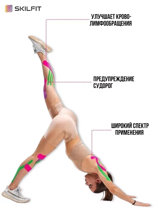 SKILFIT Кинезио тейпы для тела груди ног живота похудения, бежевый, фото 6