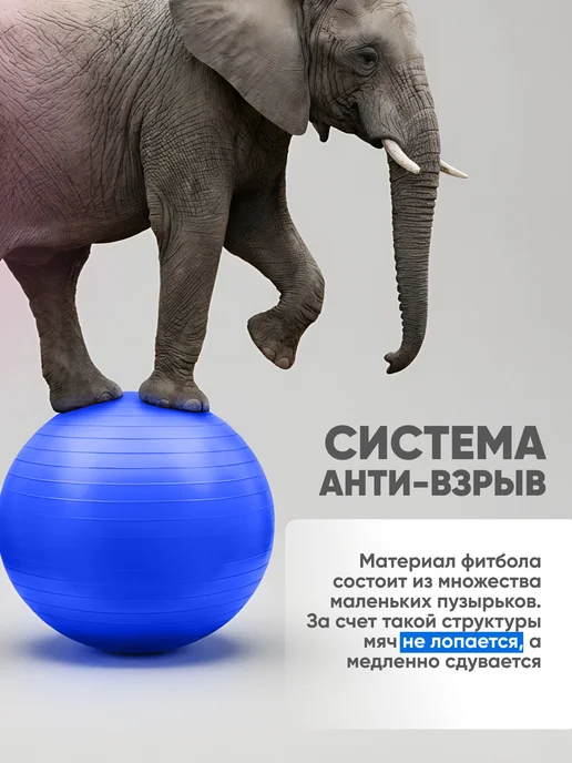 Solmax&Fitness Фитбол, спортивный, гимнастический мяч для фитнеса, 75 см, синий, фото 4