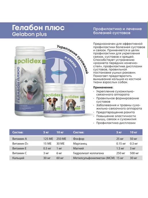 polidex Витамины для собак Gelabon 60 Гелабон, plus, фото 2