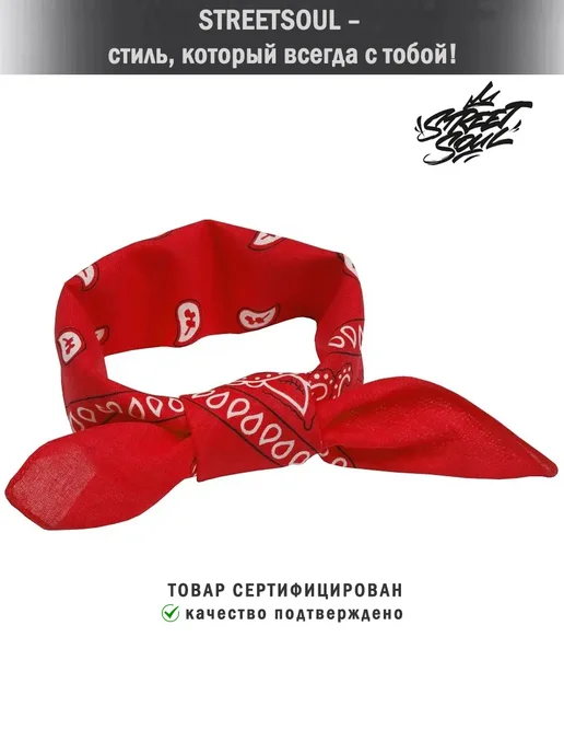 Street Soul Бандана из органического хлопка с принтом пейсли, красный, фото 3