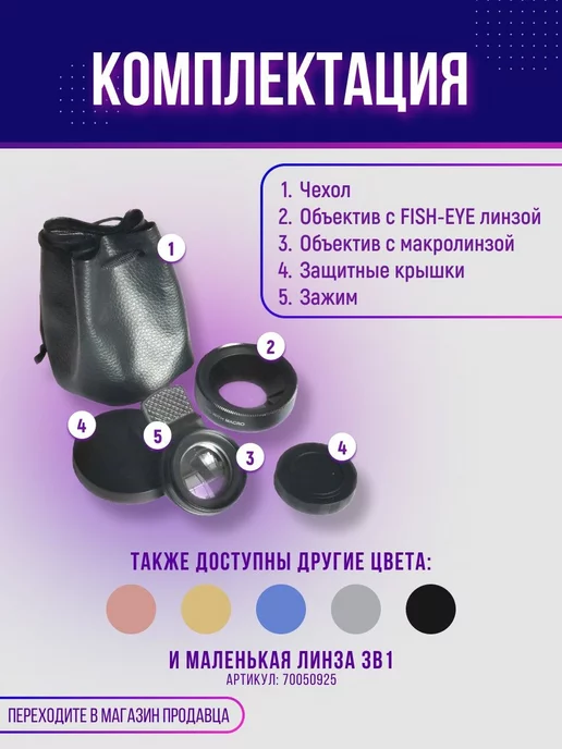 Evertech Макролинза, линза для телефона с фишай, вариант, фото 6