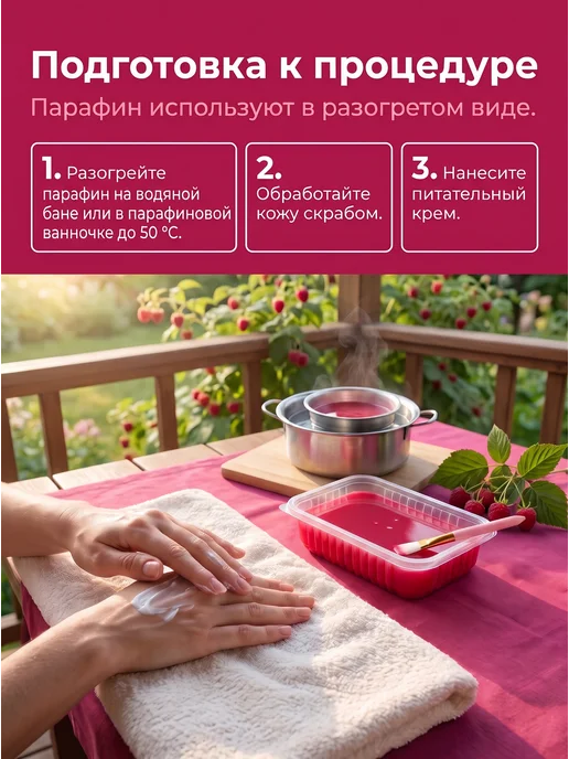 SKINTERRIA Подарочный набор для парафинотерапии Малина, 1,5 л, 2 шт, фото 7