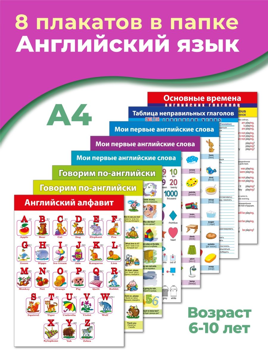 Комплект из 8 плакатов. Английский язык Дрофа-Медиа 44093978 купить за 326  ₽ в интернет-магазине Wildberries