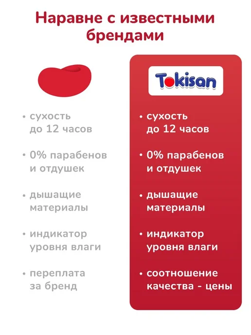 Tokisan Дышащие подгузники трусики детские, 5 размер (9-17 кг) 40шт, 17 кг, 40 шт, фото 2
