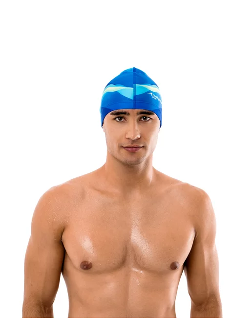onlytop Шапочка для плавания тканевая взрослая Swim бассейн, голубой, фото 7