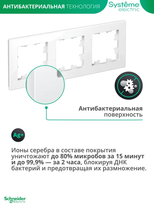 Systeme Electric Тройная рамка для розеток и выключателей Atlas Design, белый, фото 4