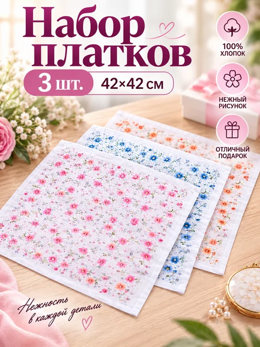 Lapastel Набор платков 3 шт. 42х42 см, 42x42 см, 3 шт