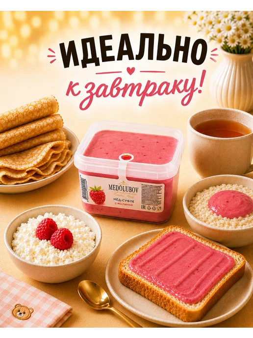MEDOLUBOV Мед суфле с Малиной Медолюбов, вариант, фото 2