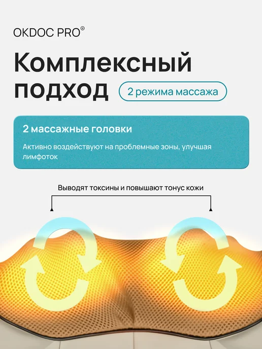 OKDOC Массажер для спины и шеи плеч тела электрический роликовый, бежевый, фото 4