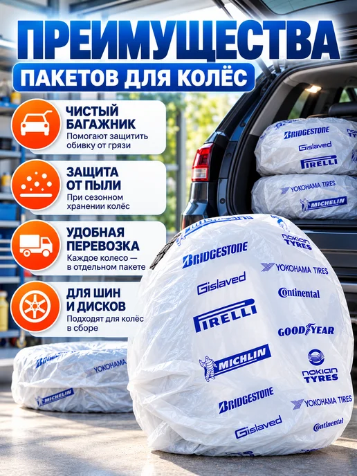 Автомульти Пакеты для шин, колёс и дисков автомобильные, 4 шт, фото 3