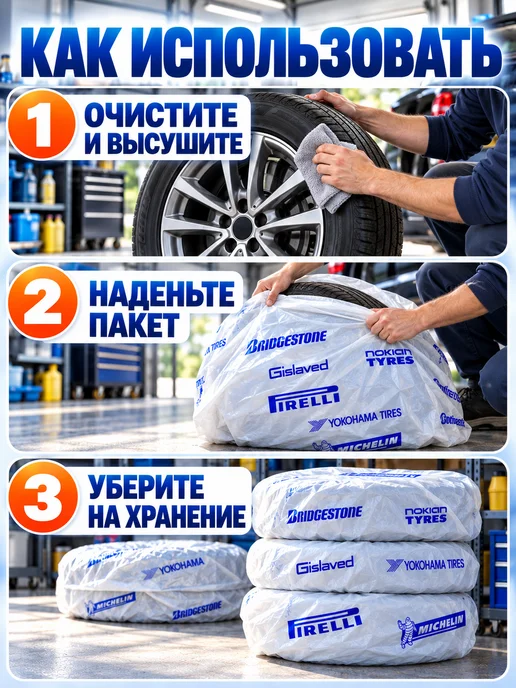 Автомульти Пакеты для шин, колёс и дисков автомобильные, 4 шт, фото 5