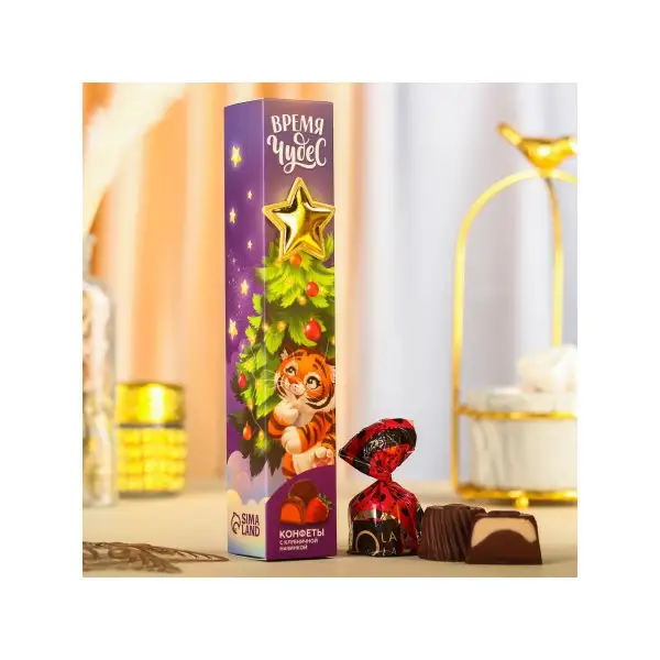 Подарочные конфеты Время волшебства, с клубничной начинкой,60 г/Сладкий подарок / Новый год 2022