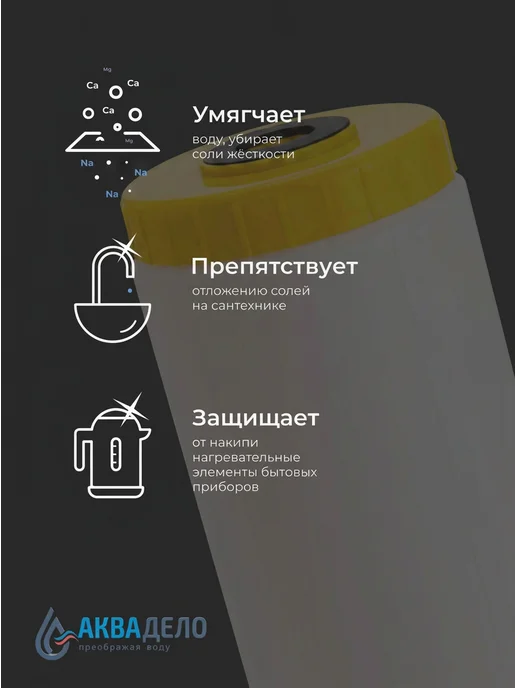 Аквадело Картридж для фильтра воды умягчающий Нептун ION-10BB, вариант, фото 5