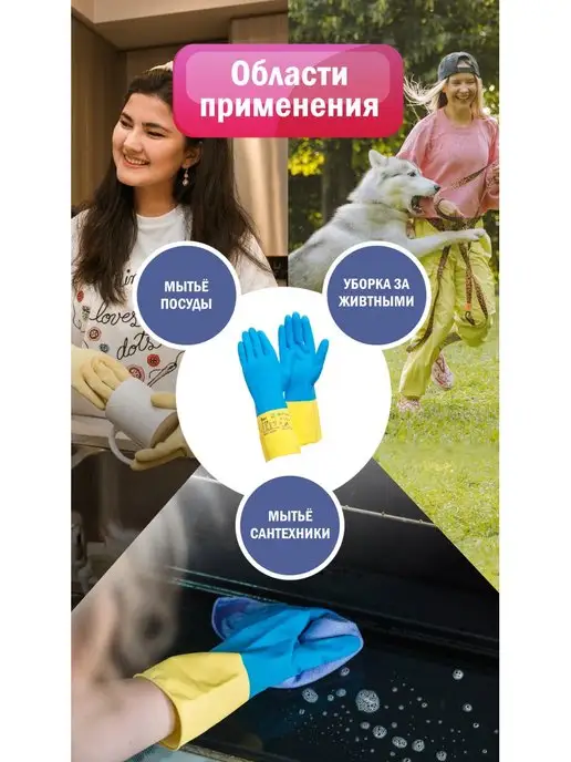 GWARD Химстойкие защитные хозяйственные перчатки HP300, синий, фото 4