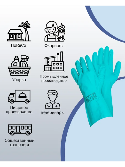 GWARD Химически стойкие нитриловые хозяйственные перчатки RNF15, зеленый, фото 4