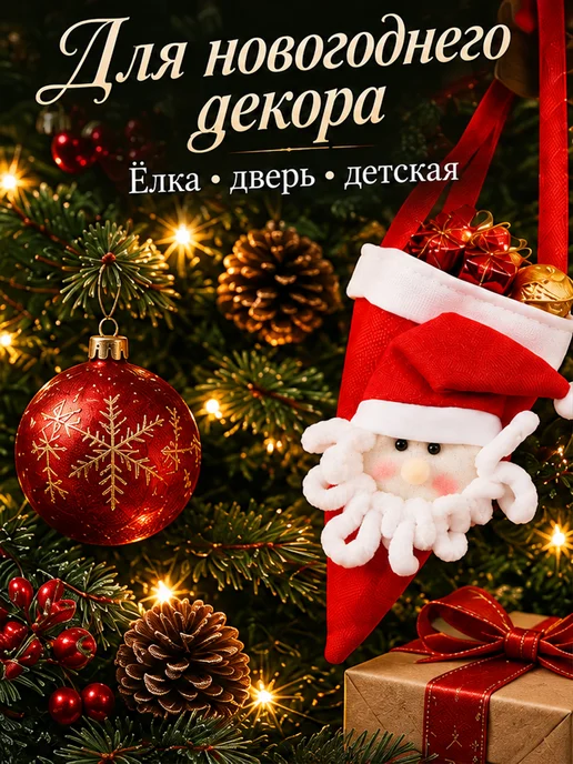 Новогодняя ярмарка Мешочек новогодний, белый, фото 8
