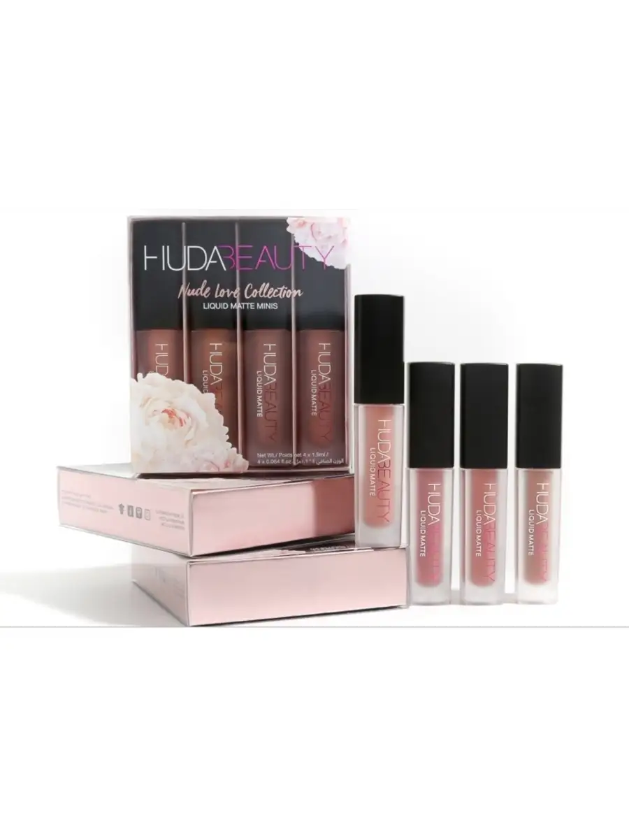 Набор мини-помад Huda Beauty Pink Love Collection 4 шт Sexy Angel 44564128  купить в интернет-магазине Wildberries