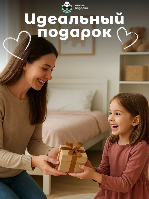 Милые подарки Зеркало карманное складное для макияжа круглое с пандой, желтый, фото 5