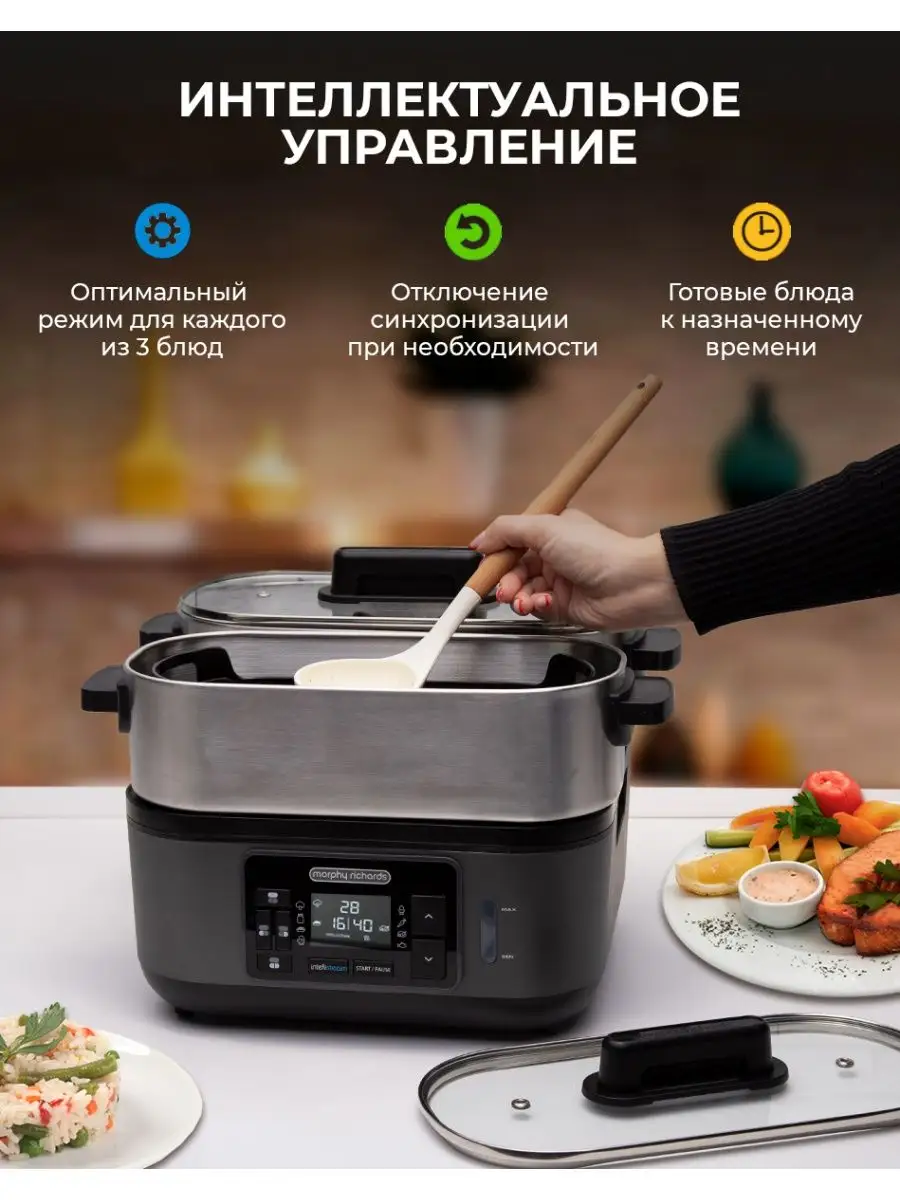 Интеллектуальная горизонтальная пароварка 8в1, BPA-FREE Morphy Richards  44598805 купить в интернет-магазине Wildberries