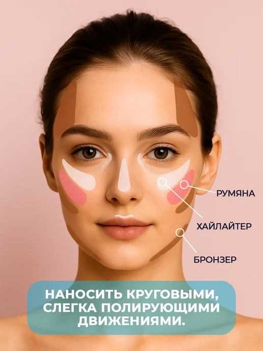MISCHA VIDYAEV Кисть для макияжа хайлайтера бронзера румян, синий, фото 5