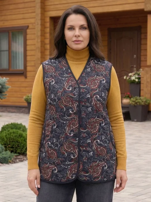 KSANDRA Жилетка с начесом больших размеров, синий