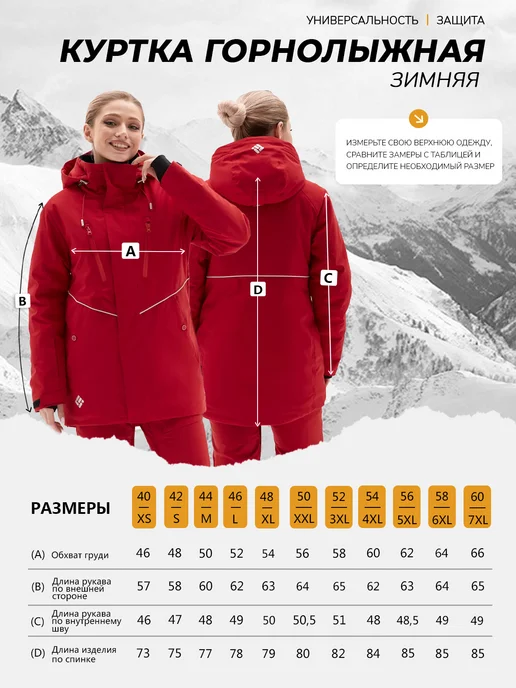 FORCELAB Куртка горнолыжная ветрозащитная мембранная, красный, фото 4